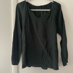 Old Navy Double Weave Long Sleeve Blouse in Green